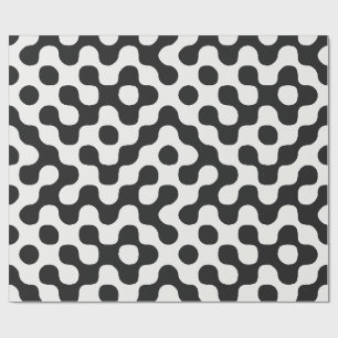 Schwarz-weiße Mid-Century-Modern-Punkte Geschenkpapier