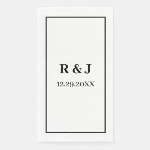 Schwarz-weiße Minimal für Monogramm-Kundenname Serviette