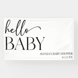 Schwarz-weiße Minimalistische Hello Baby Dusche Banner
