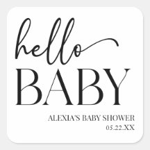 Schwarz-weiße Minimalistische Hello Baby Dusche