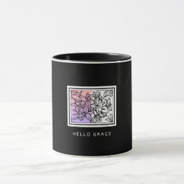 Schwarz-weiße Minimalistische Hello Grace Tasse