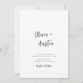 Schwarz-weiße Minimalistische Hochzeit mit moderne Einladung