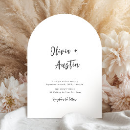 Schwarz-weiße Minimalistische Hochzeit mit moderne Einladung