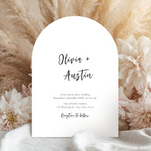 Schwarz-weiße Minimalistische Hochzeit mit moderne Einladung