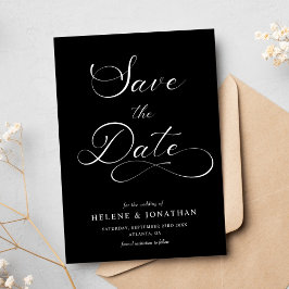 Schwarz-weiße Minimalistische Hochzeit Save The Date