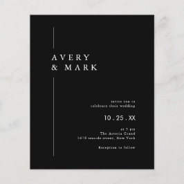 Schwarz-weiße Minimalistische Hochzeitseinladung Flyer