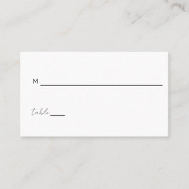 Schwarz-weiße Minimalistische HochzeitskriptPlatzk Platzkarte