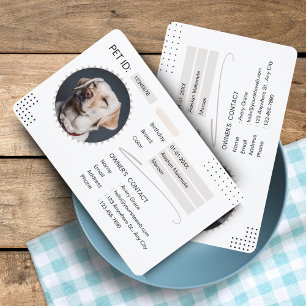 Schwarz-Weiße minimalistische Hunde-ID-Karte - Mit Ausweis