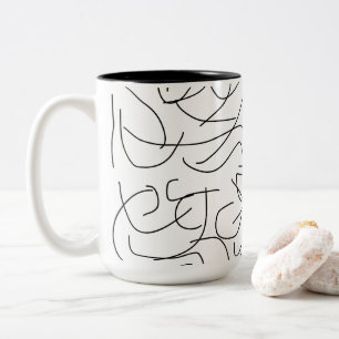 Schwarz-weiße minimalistische Linienkunst Zweifarbige Tasse