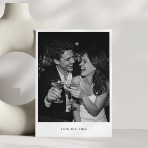 Schwarz-Weiße Minimalistische Moderne Foto-Hochzei Save The Date