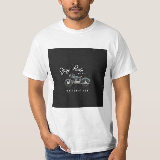 Schwarz-weiße Minimalistische Motorradtypografie T-Shirt