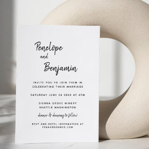 Schwarz-weiße minimalistische Schrift moderne Hoch Einladung