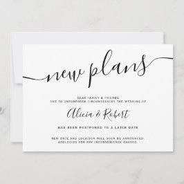 Schwarz-weiße Minimalschrift verschoben neue Pläne Einladung