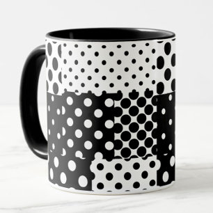 Schwarz-weiße Mode mit Punkten im Design  Tasse