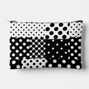 Schwarz-weiße Mode mit Punkten im Design Zubehörtasche