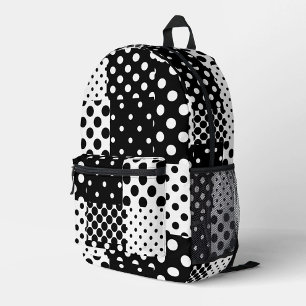 Schwarz Weiße Mode Polka Punkte Stil Design Bedruckter Rucksack