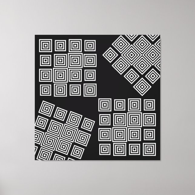 Schwarz-weiße moderne Abstrakte Illusion Geometris Leinwanddruck (Vorderseite)