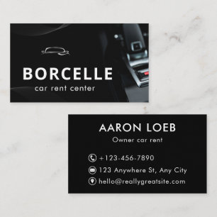 Schwarz-weiße moderne Car Rent Business Card Visitenkarte