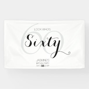 Schwarz-Weiße Moderne Elegante 60. Geburtstag  Banner