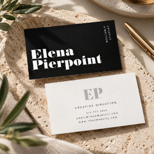 Schwarz-weiße moderne fette Typografie-Monogramm Visitenkarte