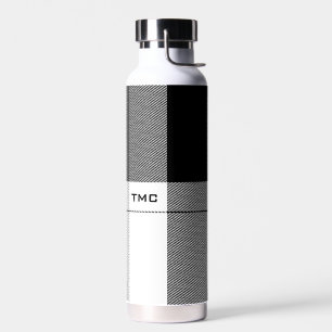 Schwarz-weiße moderne Karierte Initialen Preppy Ch Trinkflasche