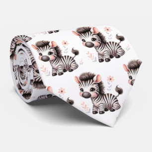 Schwarz-weiße moderne Kawaii süße Zebras Krawatte