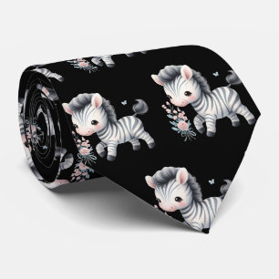 Schwarz-weiße moderne Kawaii süße Zebras Krawatte