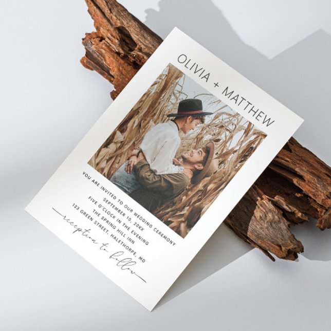 Schwarz-weiße moderne, minimalistische Hochzeit de Einladung (Von Creator hochgeladen)