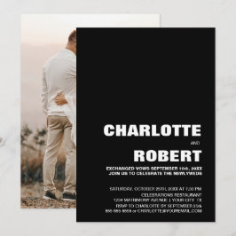 Schwarz-weiße moderne Minimalistische Hochzeitsemp Einladung