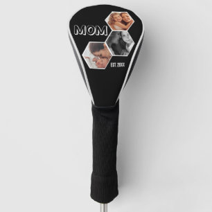 Schwarz-weiße Mom Established Hexagon 3 Foto Golf Headcover