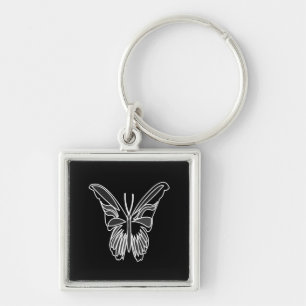 Schwarz-weiße Mondmotten-Schmetterling Schlüsselanhänger