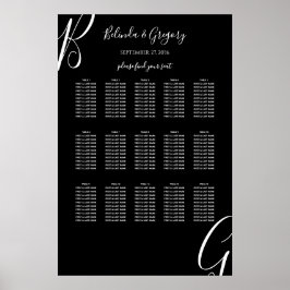 Schwarz-weiße Mongramm-Anfangsstichkarte Poster