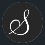 Schwarz-weiße Monogram Letter Wedding Siegel Runder Aufkleber<br><div class="desc">Schwarz-weiße Mongram Letter Wedding Siegels Sticker für Einladungsumschläge</div>