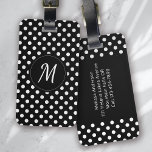 Schwarz-weiße Monogram Polka Dots Gepäckanhänger<br><div class="desc">Ein modernes zweifarbiges Polka Dot Design mit einem schicken Monogramm.</div>