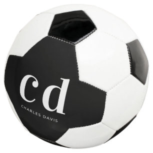 Schwarz-weiße Monogramm-Initialen minimalistisch Fußball
