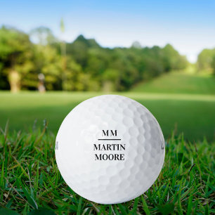 Schwarz-weiße Monogramm-Initialen minimalistisch Golfball