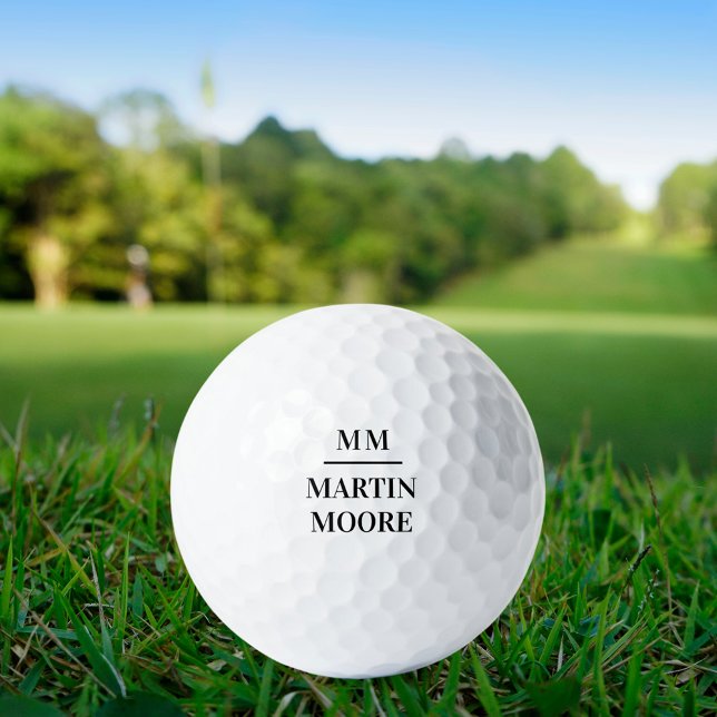 Schwarz-weiße Monogramm-Initialen minimalistisch Golfball (Von Creator hochgeladen)