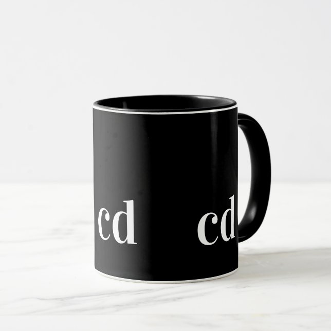 Schwarz-weiße Monogramm-Initialen nach modernen Ma Tasse (VorderseiteRechts)