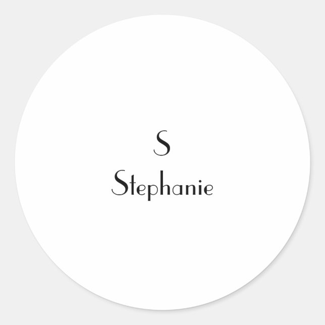 Schwarz-weiße Monogramm-Initialen Name Niedlich Runder Aufkleber (Vorderseite)