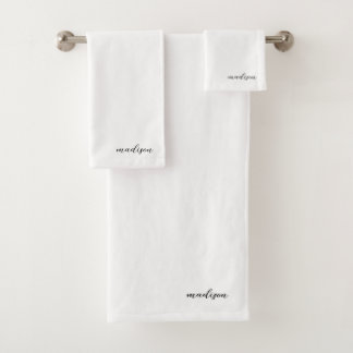 Schwarz-weiße Monogramm-Neutral Moderne Minimalist Badhandtuch Set