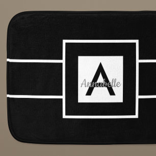 Schwarz-weiße Monogramm Personalisiert Badematte