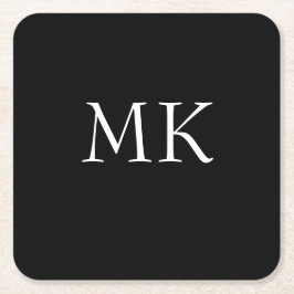 Schwarz-weiße Monogramm Rechteckiger Pappuntersetzer