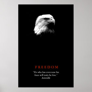 Schwarz-weiße Motivierend FREEDOM Bald Eagle Poste Poster
