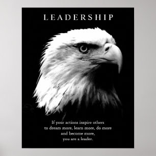 Schwarz-weiße Motivierend Führung Bald Eagle Poster