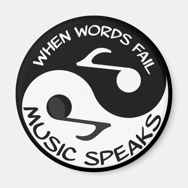 Schwarz-weiße Musiknote Moderne Musik Magnet (Vorne)