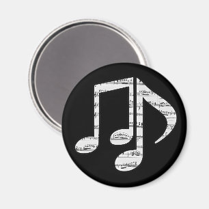 Schwarz-Weiße Musiknoten Magnet
