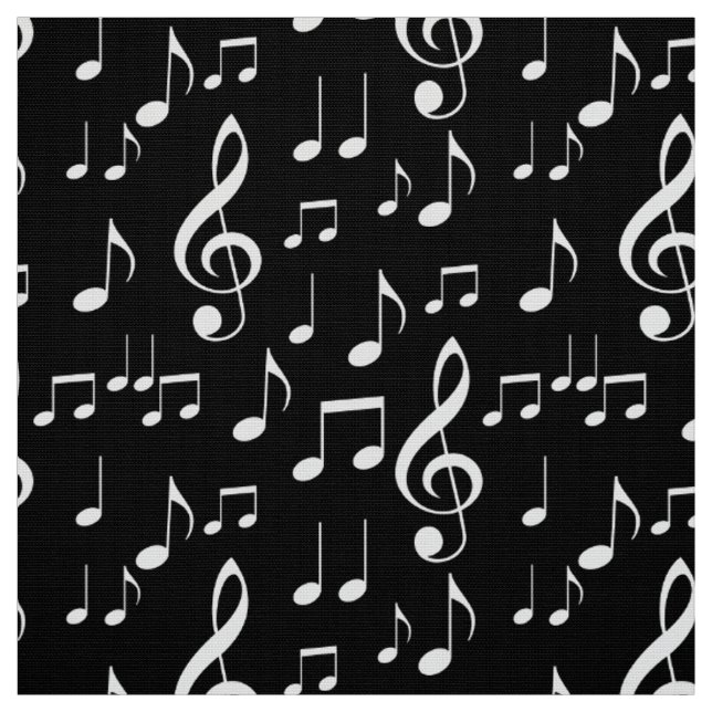 Schwarz-weiße Musiknoten Stoff (Muster)
