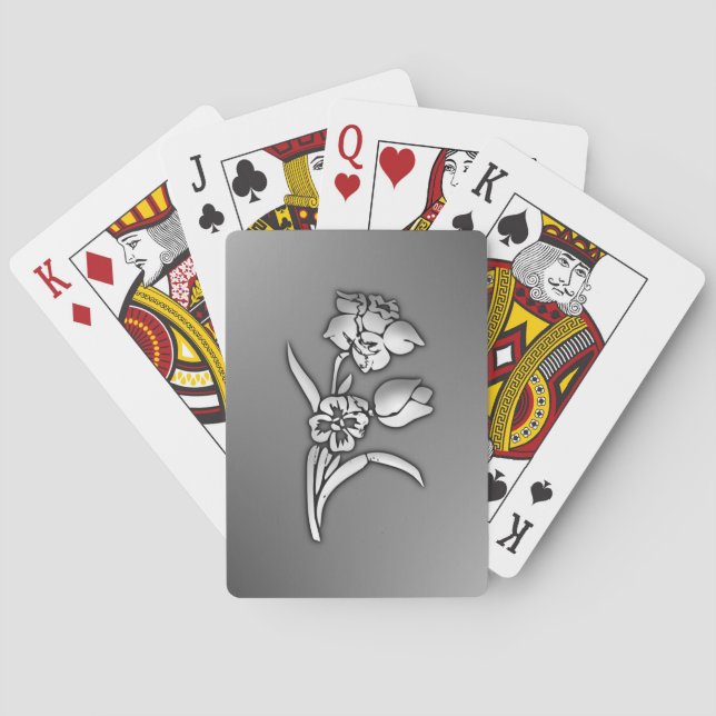 Schwarz-weiße Narzisse Spielkarten (Rückseite)