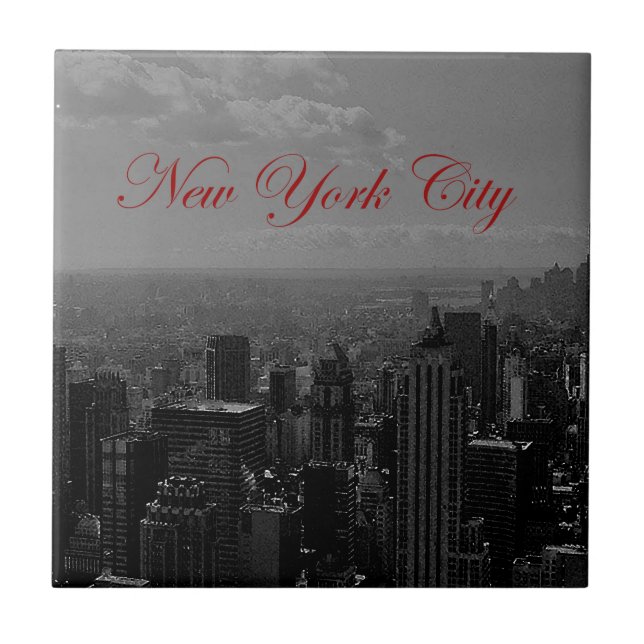 Schwarz-weiße New York City Fliese (Vorderseite)