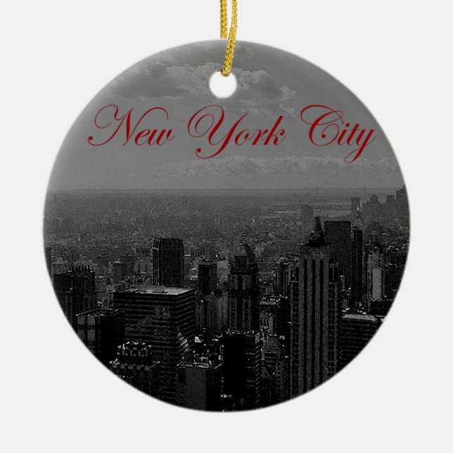 Schwarz-weiße New York City Keramik Ornament (Vorne)